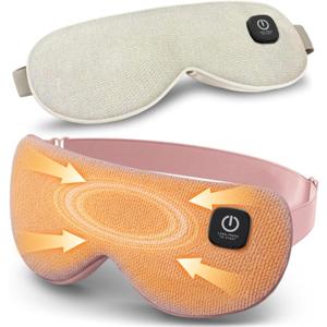 Heated Eye Mask - Cordless Eye Mask for Dry Eyes, Eye Relief, Improved Sleep, 4 Temperature, Washable Eye Heating Pad for Travel and with Replaceable Shell, Gifts for Women (Pink)