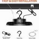 LED High Bay Light 150W 21000LM 5000K, LED Shop Lights for Garage Super Bright with 110-277V US Plug 5 Cable Waterproof UFO Commercial Warehouse Workshop Factory Area Lighting Fixture, 2 Pack