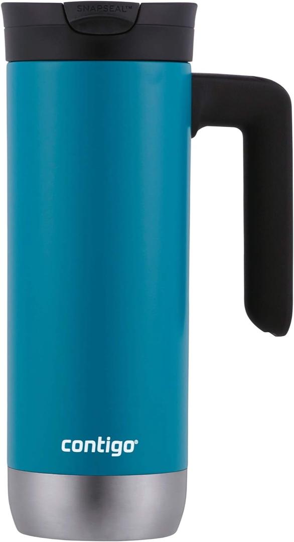 Contigo Superior 2.0 Stainless Steel Travel Mug with Handle Leak-Proof Lid Double-Wall Insulation for Hot & Cold Beverages, 20oz, Juniper, Ideal for Commuting and Travel