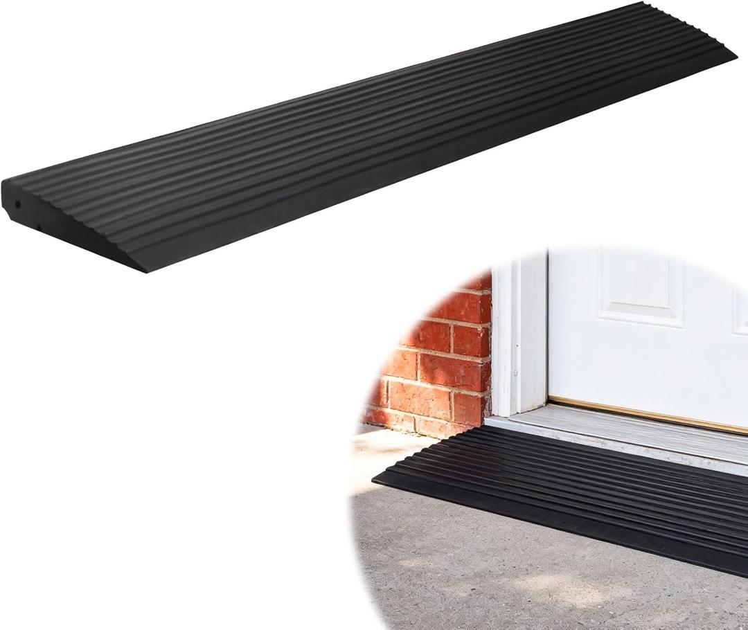 1" Rise Rubber Threshold Ramp for Doorway, 2000lbs Load Capacity Door Ramp with Non-Slip Surface, Rubber Curb Ramp for Wheelchair, Sweeper and Scooter