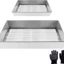 Remiawy Soil Sifter for Gardening, 2 Pack Rock Sifter for Compost Dirt Sand, Metal Garden Sieve Sifting Pan Tray, 1/4 Mesh Soil Screen Set of 2-17.5 x 11.5 and 12 x 10 (Large and Standard)