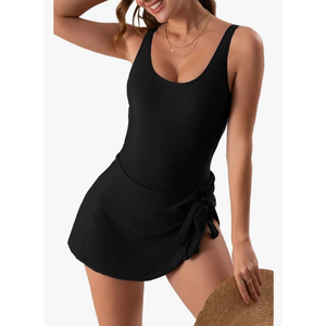 Eomenie One Piece Swimdress Swimsuits for Women Tummy Control Swim Dresses Skirt Bathing Suit M