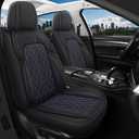 Car Seat Covers Front Seat Covers Universal Fit for Cars, SUV, Sedans, Anti-Slip Breathable Faux Leather Automotive Seat Covers (Black Blueline, Front Seat)