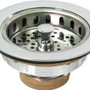 Highcraft 9734 Heavy Duty Kitchen Sink (3-1/2 Inch) Stainless Steel Drain Assembly With Strainer Basket KOHLER Style Stopper, Stainless-Steel