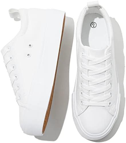 SERNIAL Womens White Platform Sneakers PU Leather Platform Shoes Walking Shoes for Women