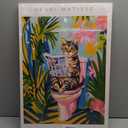 JPDSIIPXZ Funny Cat Bathroom Canvas Wall Art Colorful Tabby Cat on Toilet Picture Wall Decor Animals Reading Newspapers Painting Canvas Prints Dopamine Botanical Poster Artwork for Bathroom Restroom