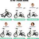JMMD 6 in 1 Toddler Bike with Push Handle for Kids 18-60 Months, 12" Foldable Balance Bike with Training Wheels, Pedals, Brakes, Kickstand, Push Tricycle Toddler Gift & Toys for Boy & Girl, Large