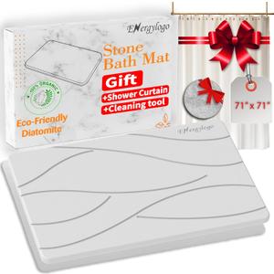 Natural Stone Bath Mats for Bathroom, Non Slip - Quick Drying Stone Bath Mat, Diatomaceous Earth Shower Mat, Easy to Clean Bath Stone Mat for Bathroom Floor (White Line) Natural Stone Bath Mats for Bathroom, Non Slip - Quick Drying Stone Bath Mat, Diatomaceous Earth Shower Mat, Easy to Clean Bath Stone Mat for Bathroom Floor (White Line)