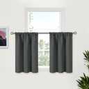 BGment Small Blackout Curtains 36 Inch Length for Kitchen Window Over Sink - Dark Grey Half Cafe Drapes with Rod Pocket for Bathroom, 2 Panels, 34 x 36 Inch