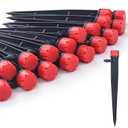 100pcs Drip Irrigation Emitters for 1/4" Drip Irrigation Tubing,Adjustable 360 Degree Water Flow Drippers on 5" Arrow Stake, Garden Irrigation Drippers for (4-7mm) Watering System Kit