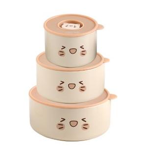 Ceramic Containers with Lids, 4, 5, 6 Inch Kawaii Ceramic Bowls with Lids Set, Microwave & Dishwasher Safe, For Soup, Salad, Rice, Cereal, Breakfast, Dinner, Serving, Oatmeal