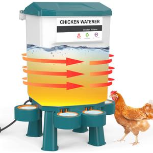 Nexum Heated Chicken Waterer - 2 Gallon Winter-Proof Poultry Drinker with Nipples and Stand, Auto Thermostat for Chickens, Ducks & Quail - Freeze-Resistant, Easy Fill (2 Gallon)