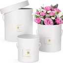 Hollyone White Gift Box with Lids Set of 3 Round Nesting Gift Boxes Cylinder for Presents 3 Assorted Sizes Flowers Arrangements Box for Gift Giving Christmas Valentine Mom Gifts Present Wrapping