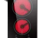 Karinear 110v Electric Cooktop 2 Burners, 12'' Electric Stove Top Plug in