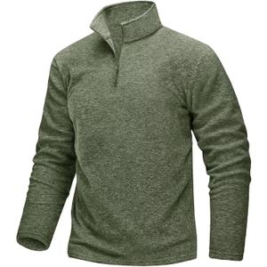 TACVASEN Mens Quarter Zip Sweatshirt Long Sleeve Pullover 1/4 Zip Up Golf Shirt for Men Winter Fleece Lined Thermal Sweater (Green)
