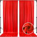 10 x 10 Feet Red Backdrop Curtain for Partie, Background Curtains for Photoshoot, Birthday, Wedding, Halloween, Thanksgiving, Christmas, New Year Party Decorations 5Ft x 10Ft, 2 Panels