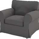Custom Slipcover Replacement Ektorp Chair Sofa Polyester Flax Cover Replacement is Custom Made Slipcover Compatible for IKEA Ektorp Armchair (Polyester Deep Gray Chair)