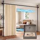 GONNRLY Room Divider, No Drill Privacy Curtain Set with Retractable Rod, Tool-Free Blackout Room Divider Curtain for Bedroom Beige-100 W x 84" L(Pack of 2)