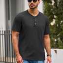 TACVASEN Men's Henley Shirts Short Sleeve Cotton Moisture Wicking T-Shirt Lightweight Casual 3 Button Tshirts (M)