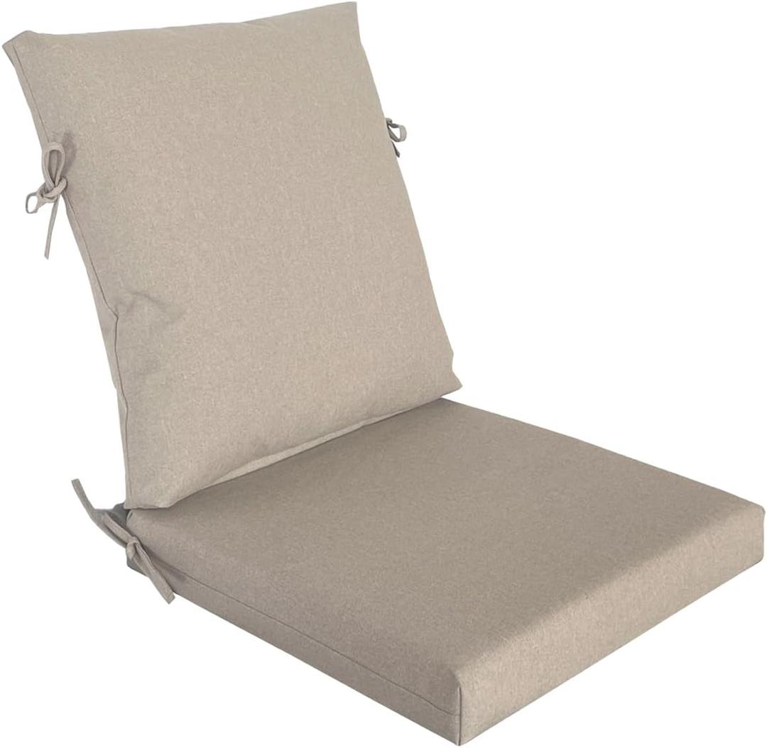COZYVIDA Outdoor Seat Cushion, Set of 1, 20" x 42",Water-Proof, UV-Resistant 1000+ Hrs, 30D Foam with Recycled Fiber Fill, YKK Zippers, Natural Linen-TPU