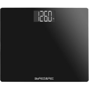 SmartHeart Wide Platform Digital Weight Scale | 551 lbs / 250 kg Capacity | Tempered Glass Auto-On | Quick, Accurate Body Weight Measurements | Measurement Modes: LBS, KG or ST