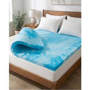 4 Inch Queen Memory Foam Mattress Topper - Cooling Gel Mattress Pad | Cooling Gel Infused Bed Topper, Soft Ventilated Mattress Pad for Pressure Relief & Pain-Free Sleep, CertiPUR-US & Oeko-TEX