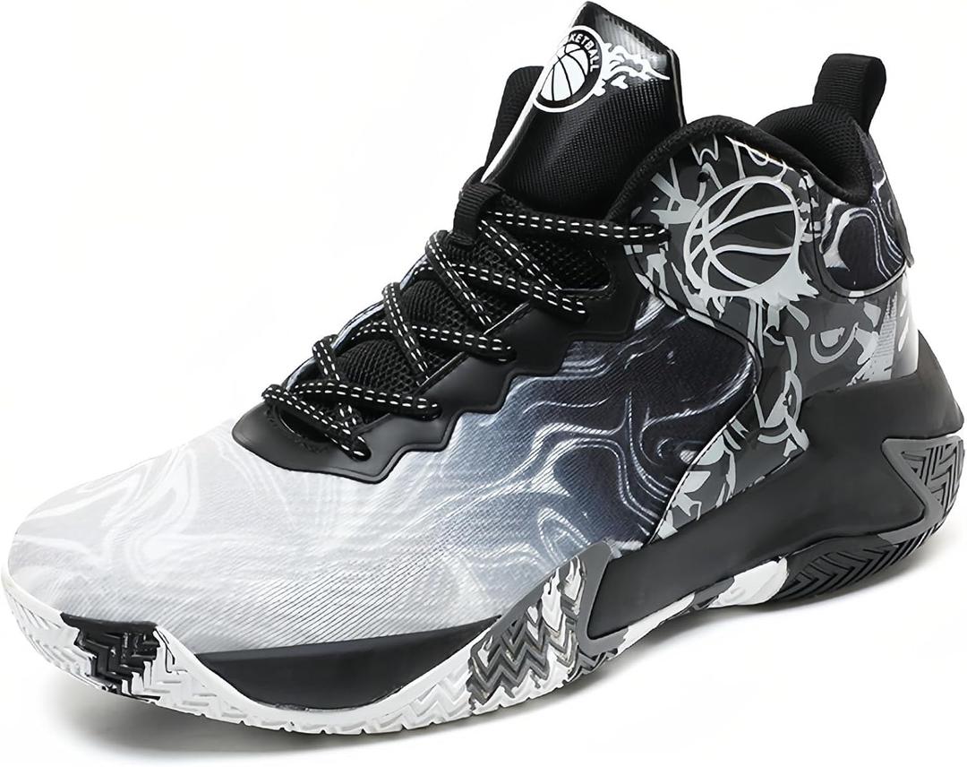 MAIZUN Mens Basketball Shoes Fashion Non-Slip Lightweight Breathable Outdoor Sneakers Cushioning Workout Shoes for Running Walking Sports Training (8.5, Black)