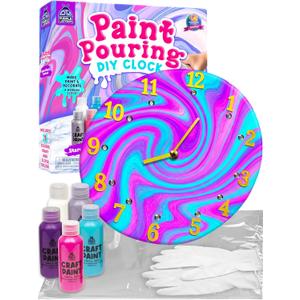 PURPLE LADYBUG Paint Pouring Kit for Ages 6+ - Washable Non-Toxic Painting Kit for Kids with Gloves & Table Cover for Easier Cleanup, Art and Crafts for Kids Ages 8-12, Crafts for Girls 8-12