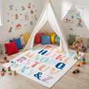 Dunzy 47"x39" Alphabet Reading Corner Rug for Classroom Back to School Mat