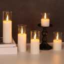 Clear Glass Flameless Candles with Remote Batteries, Flickering Slim LED Pillar Candles Set of 5