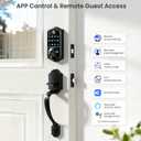 Veise VE017-H Fingerprint Smart Front Door Lock Set, App Control, 8-in-1 Keyless Entry Deadbolt with Zinc Alloy Handles, Emergency Power Port, Touchscreen Keypad, Auto Lock, Easy Install, Matte Black