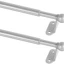 KXLife 2 Pack Small Curtain Rod 18-30 Inch, 1/2” Diameter, Cafe Door Curtain Window Rod, Adjustable Drapery Rods with Brackets (Nickel)