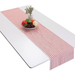 Mookaitedecor Red Striped Table Runner Cotton Linen Runners for Table Wedding Party Dinner & Everyday Use, 13 x 70 Inch