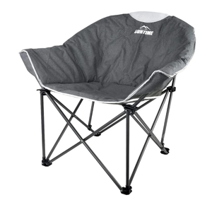OUTDOOR LIVING SUNTIME Sofa Chair, Oversize Padded Moon Leisure Portable Stable Comfortable Folding Chair for Camping, Hiking, Carry Bag. Grey