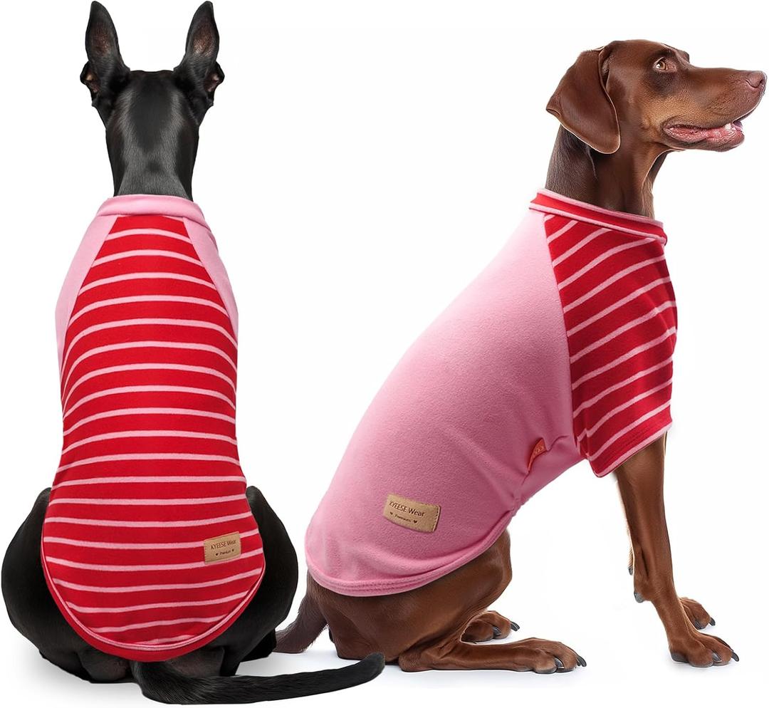 KYEESE 2Pack Dog Sweaters Stretchy Fleece Dog Sweater Dog Coats Large Dog Sweater Dog Clothes Soft Dog Sweater Large Size Dog Dog Sweaters for Large Dogs Comfort Dog Sweatshirt (XXX-Large (55-75lbs), 4#Pink)