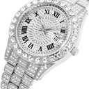 Hip Hop Watches for Men Iced-Out Bling Diamond Luxury Quartz Watches with Date