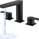 Matte Black Deck Mount Tub Faucet, Roman Tub Faucet Set 3 Hole High Flow Bathtub Faucets with 2 Handle Widespread Bathtub Faucet