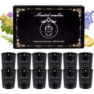 12 Pack Scented Candles Gift Set 2.5oz Strong Fragrance Aromatherapy Jar Candle Set Soy Wax Decorative Candles for Home Scented Candles Best Gifts for Women.