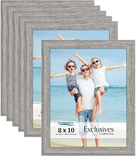 Icona Bay 8x10 Picture Frames (Alder Gray, 3 Pack) Sturdy Wood Composite Photo Frames 8 x 10, Sleek Design, Table Top or Wall Mount, Exclusives Collection