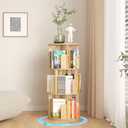 YGYQZ Rotating Bookshelf, Corner Bookshelves Solid Wood Spinning Bookshelf Tower, 360 Display Organizer Storage Rack for Small Space, Bedroom, Living Room, Office(3-Tier)