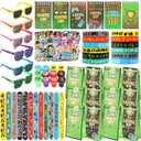 LiYiQ 122 Pcs Video Game Party Favors With Video Game Sunglasses Slap Bracelets Notebook Stamps Stickers and Gift Bag for Video Game Gamer Birthday Party Supplies