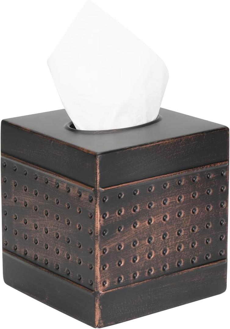 Industrial Style Tissue Box Cover, Tissue Holder, Square Box Covers,for bedrooms, Offices, bathrooms, Living Rooms etc.(Bronze)