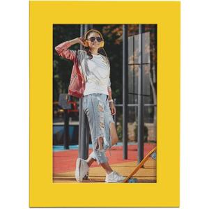 Renditions Gallery 5x7 inch Picture Frame High-end Modern Style, Made of Solid Wood and High Definition Glass Ready for Wall and Tabletop Photo Display, Yellow Frame