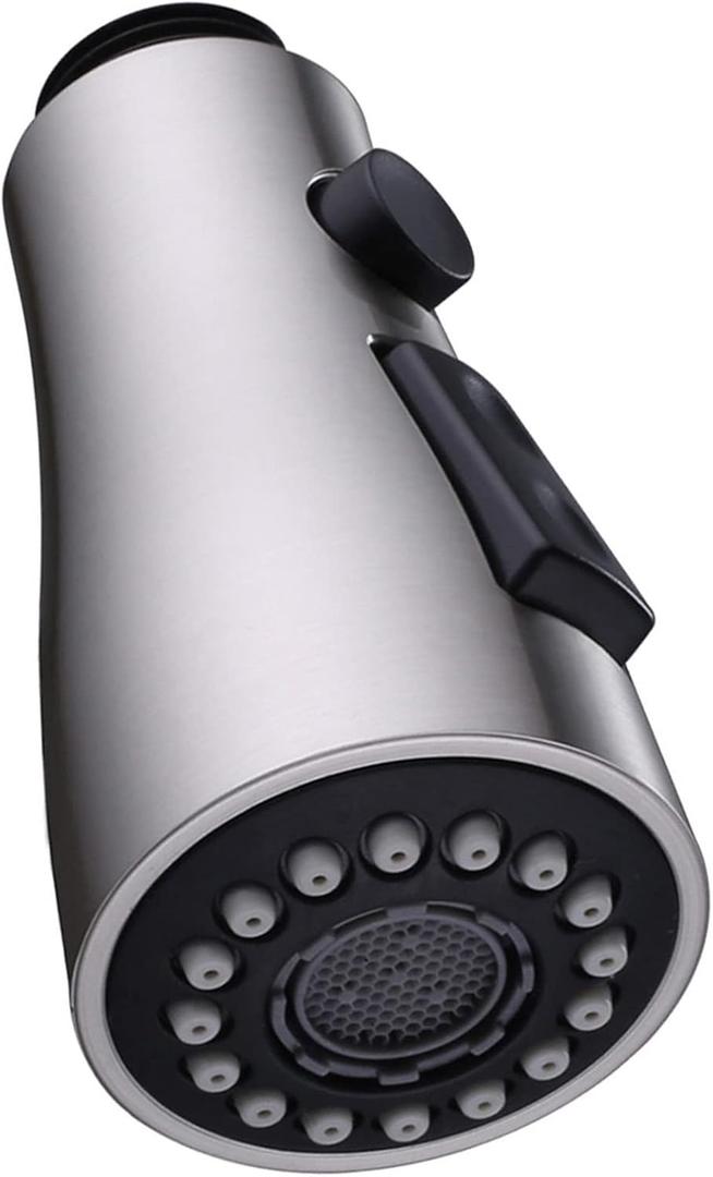 Angle Simple Kitchen Faucet Head Replacement, G 1/2 or 13/16 Inch Male Thread Connector, Tested to NSF/ANSI/CAN 61 & 372, Sink Faucet Sprayer Attachment, Stream Spray and Pause Mode, Brushed Nickel