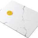 Glass Cutting Board for Kitchen Counter, Tempered Glass Chopping Boards Dishwasher Safe, Small Countertop Tray, Scratch Resistant, Heat Resistant, 16"x12", White Marble Look