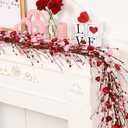 2 Pcs Valentine's Day Decor, 6 Ft Valentine's Day Garland for Mantel, Valentines Day Centerpiece for Table, Red Pink Heart Garland, Valentines Day Decorations for Spring Wedding Fireplace Table Décor