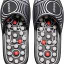 BYRIVER Foot Reflexology Tools Pressure Point Massage Mat Slippers Slides Sandals Shoes, Back Knee Feet Arch Heel Pain Tension Relief Products, Relaxation Gifts for Mom Dad Parents(02L) (L-Men(9.5-11), Black Spring Slippers)
