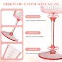 48 PCS Pink Plastic Wine Glasses with Removable Stems 13.5 Oz Pink Ribbed Wine Glasses Square White Wine Glass Muted Pastel Colors Goblets Elegant Fluted Glassware for Wedding Anniversary Birthday