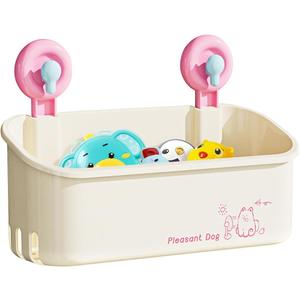 Bath Toy Storage - Wall Mounted Bath Toy Holder with Suction Cup, Quick Drain Large Capacity Bathtub Toy Storage for Bathroom (Pink)