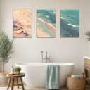 Motivilla 24x16 In Canvas Wall Art Set of 3, Coastal Sea Beach | Easy to Hang Canvas, Boho Sea Beach in Summer For Bathroom, Bedroom, Living Room Or Beach House